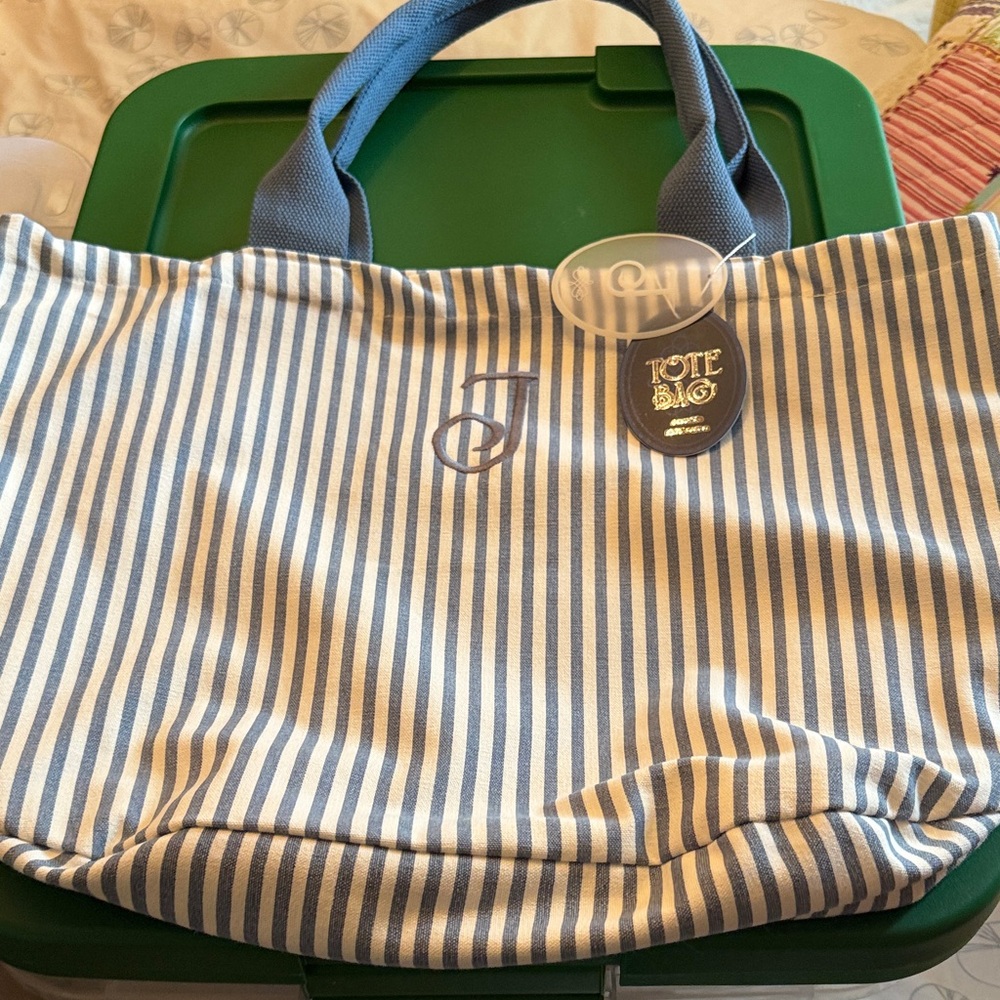 Tote Bag in Blue and White Stripes